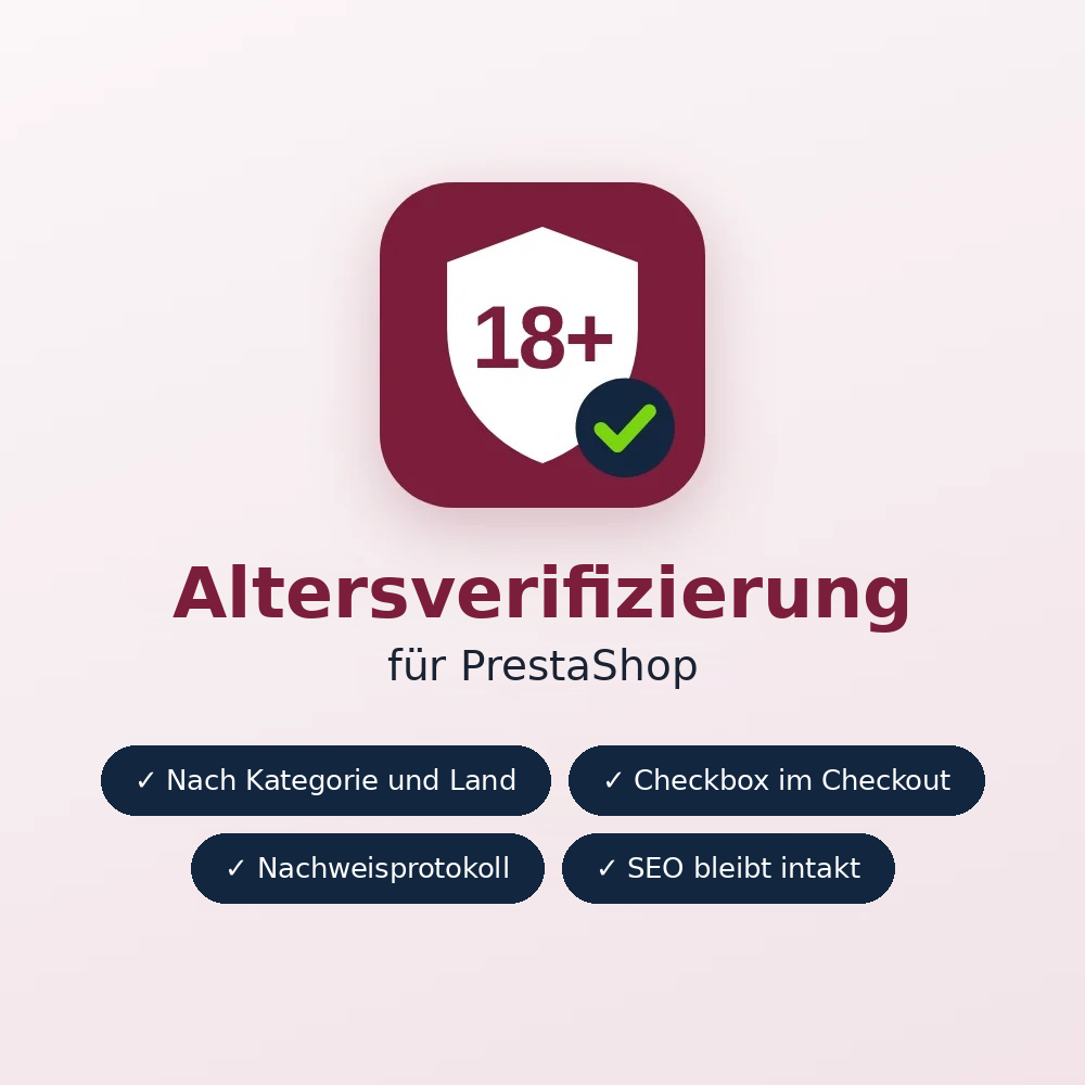 Titelbild des Altersverifizierungsmoduls für PrestaShop