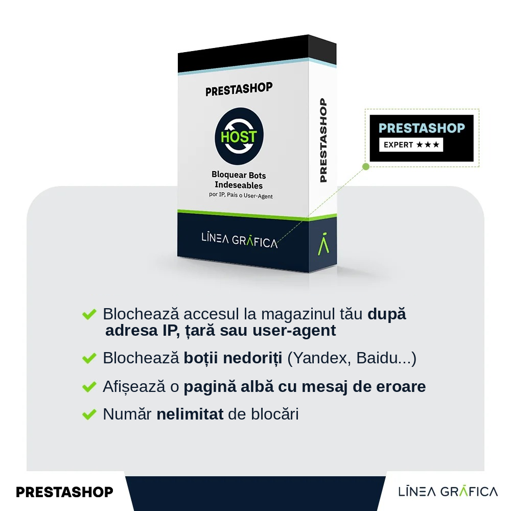 Modul PrestaShop pentru blocarea boților după IP, interval, țară sau user-agent