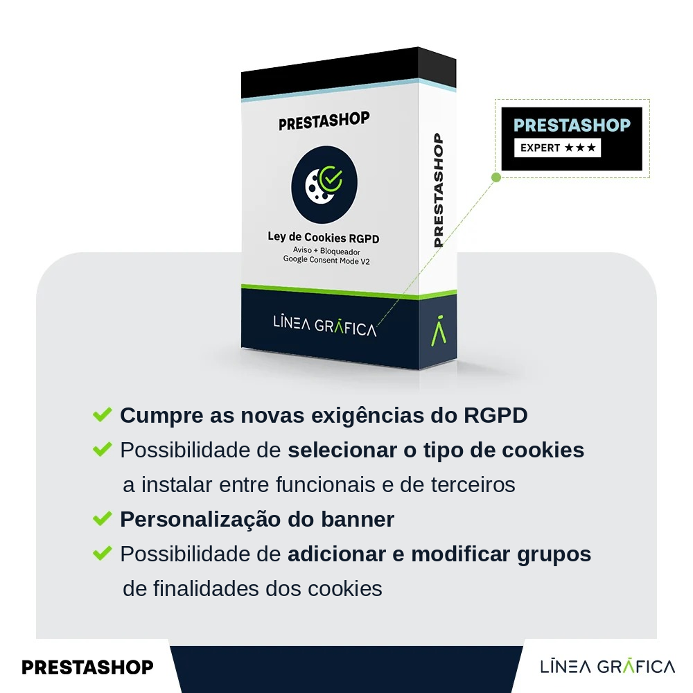 Módulo PrestaShop Lei de Cookies RGPD com bloqueio e Google Consent Mode v2