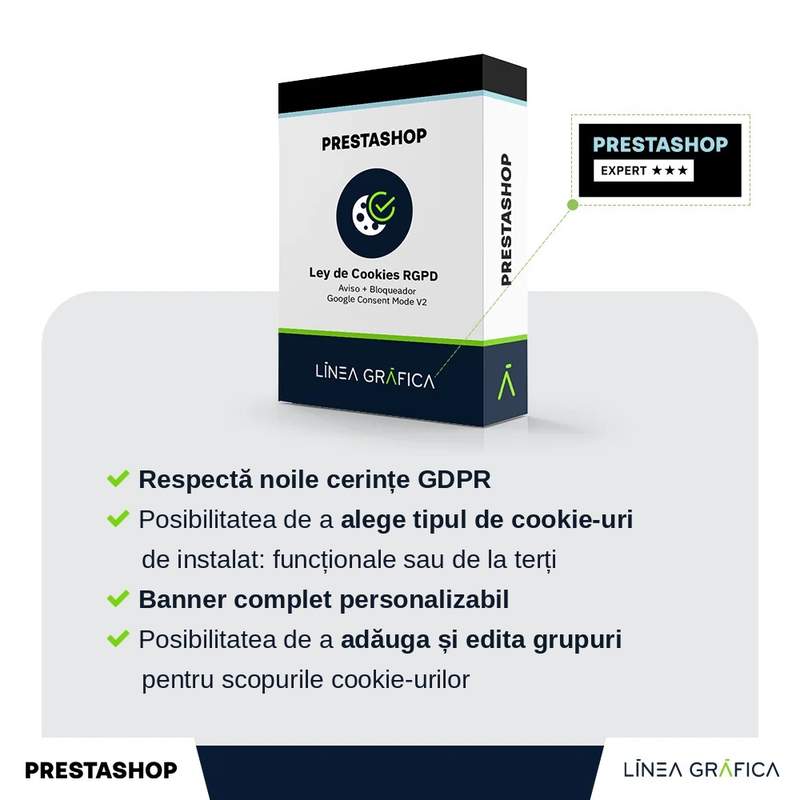 Modul Legea cookie-urilor GDPR pentru PrestaShop cu blocare și Google Consent Mode v2