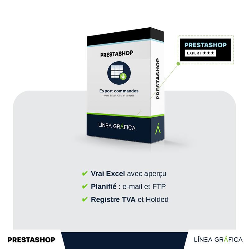 Module PrestaShop pour exporter commandes, produits, clients et factures en Excel et CSV