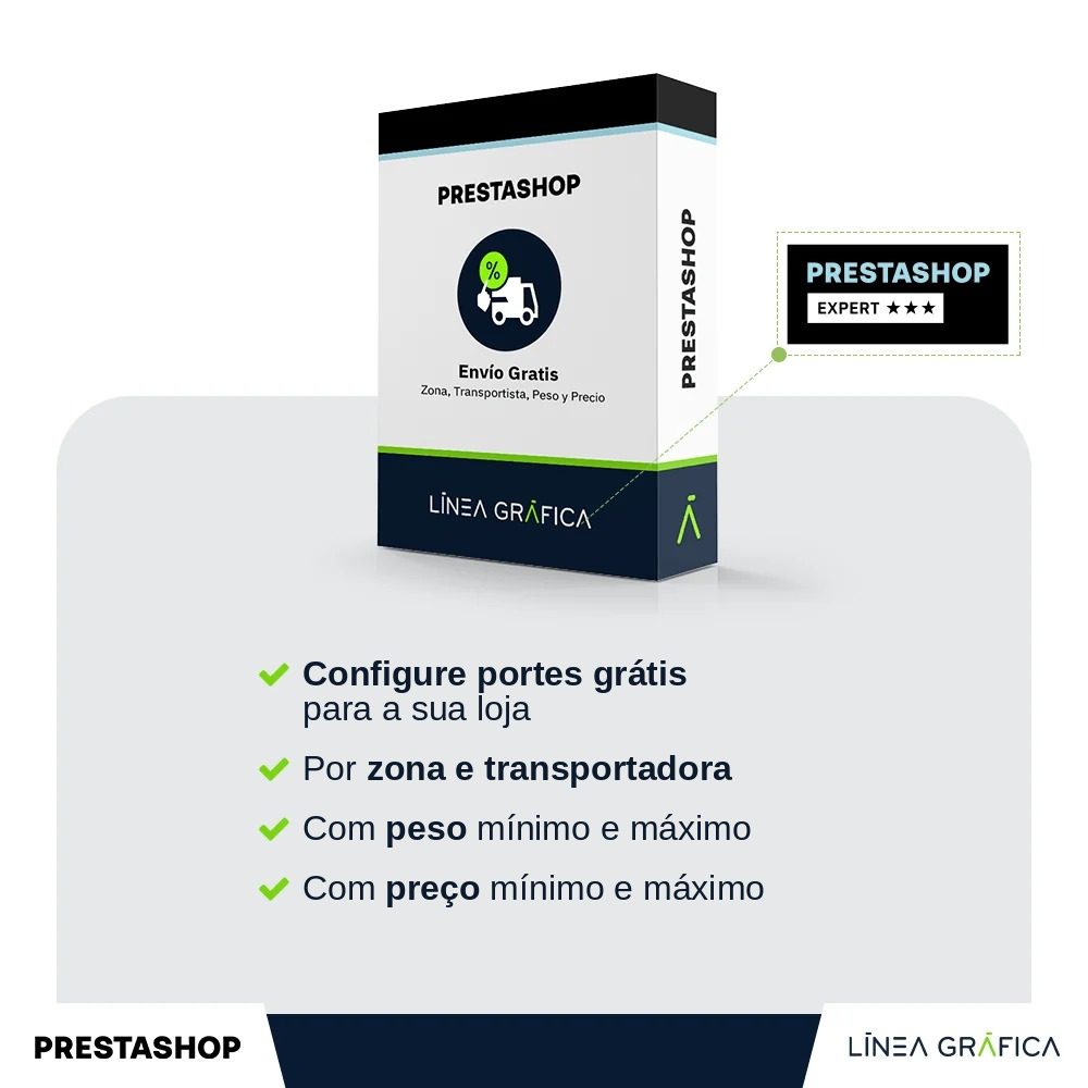 Módulo PrestaShop de portes grátis por zona, transportadora, valor e peso