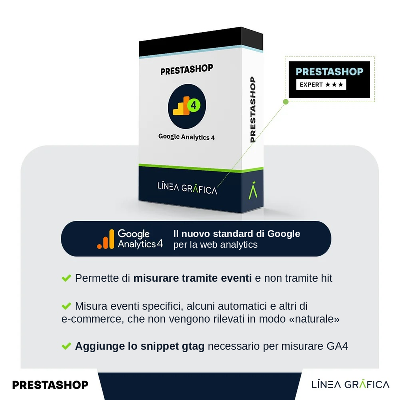 Modulo PrestaShop Google Analytics 4 (GA4) con eventi e-commerce e Consent Mode v2
