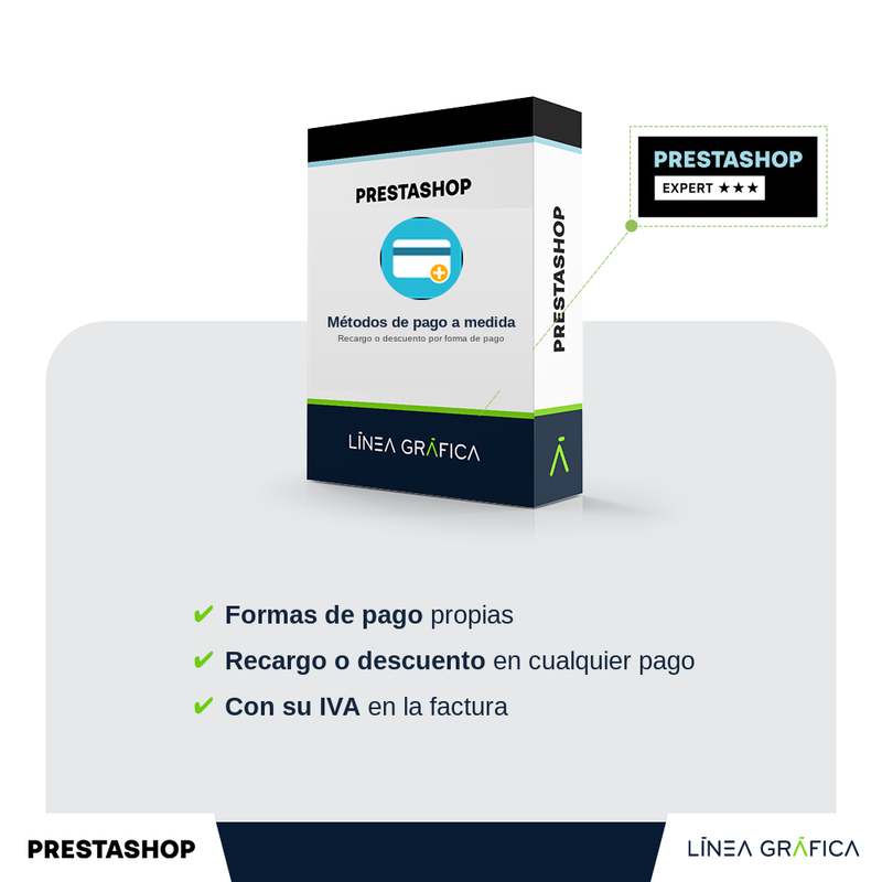 Módulo PrestaShop de métodos de pago a medida y recargo o descuento por forma de pago de Línea Gráfica