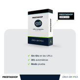 Módulo PrestaShop URLs amigables sin IDs: 301 automáticas y modo prueba