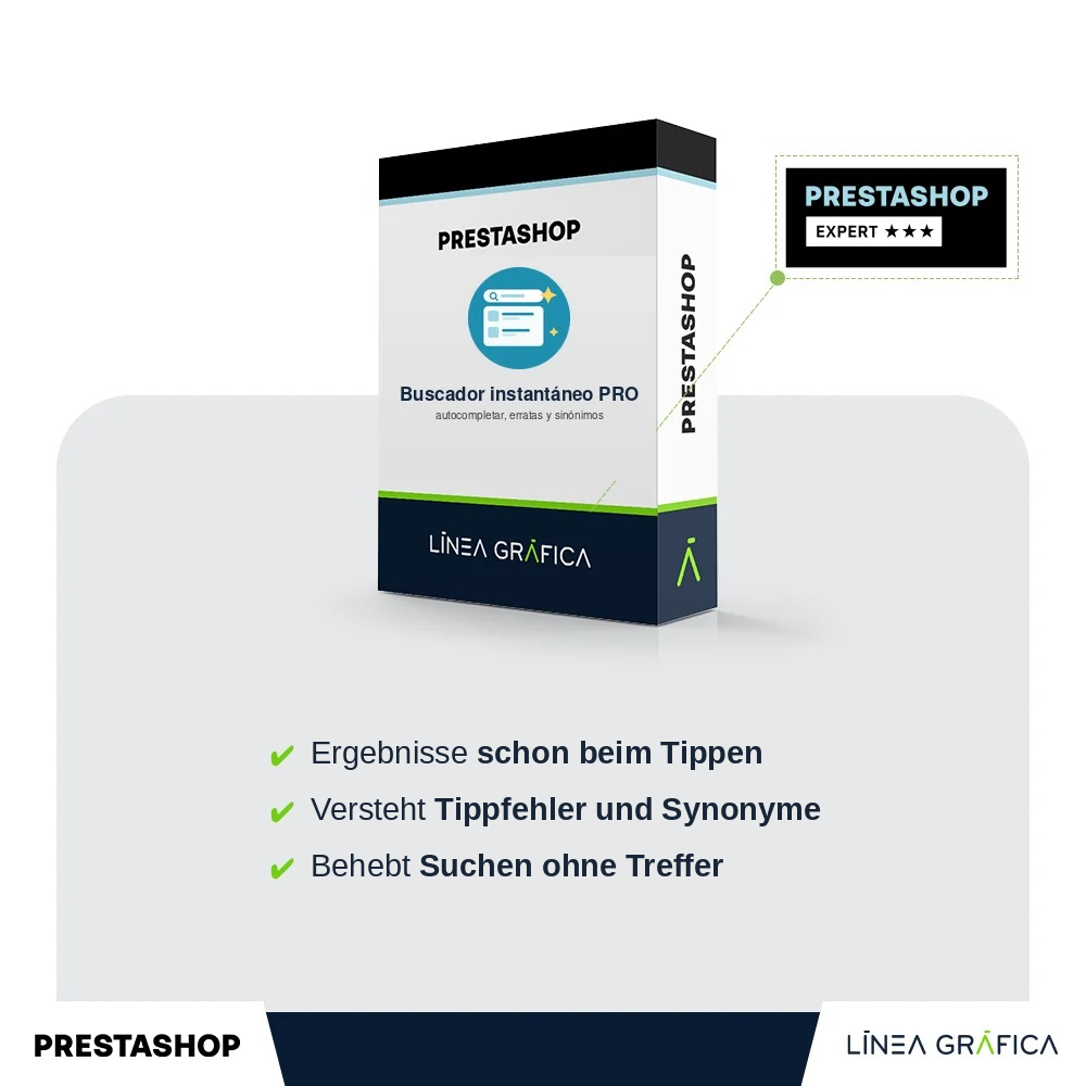 PrestaShop-Modul Instant Search PRO: Autovervollständigung, Tippfehlertoleranz und Synonyme