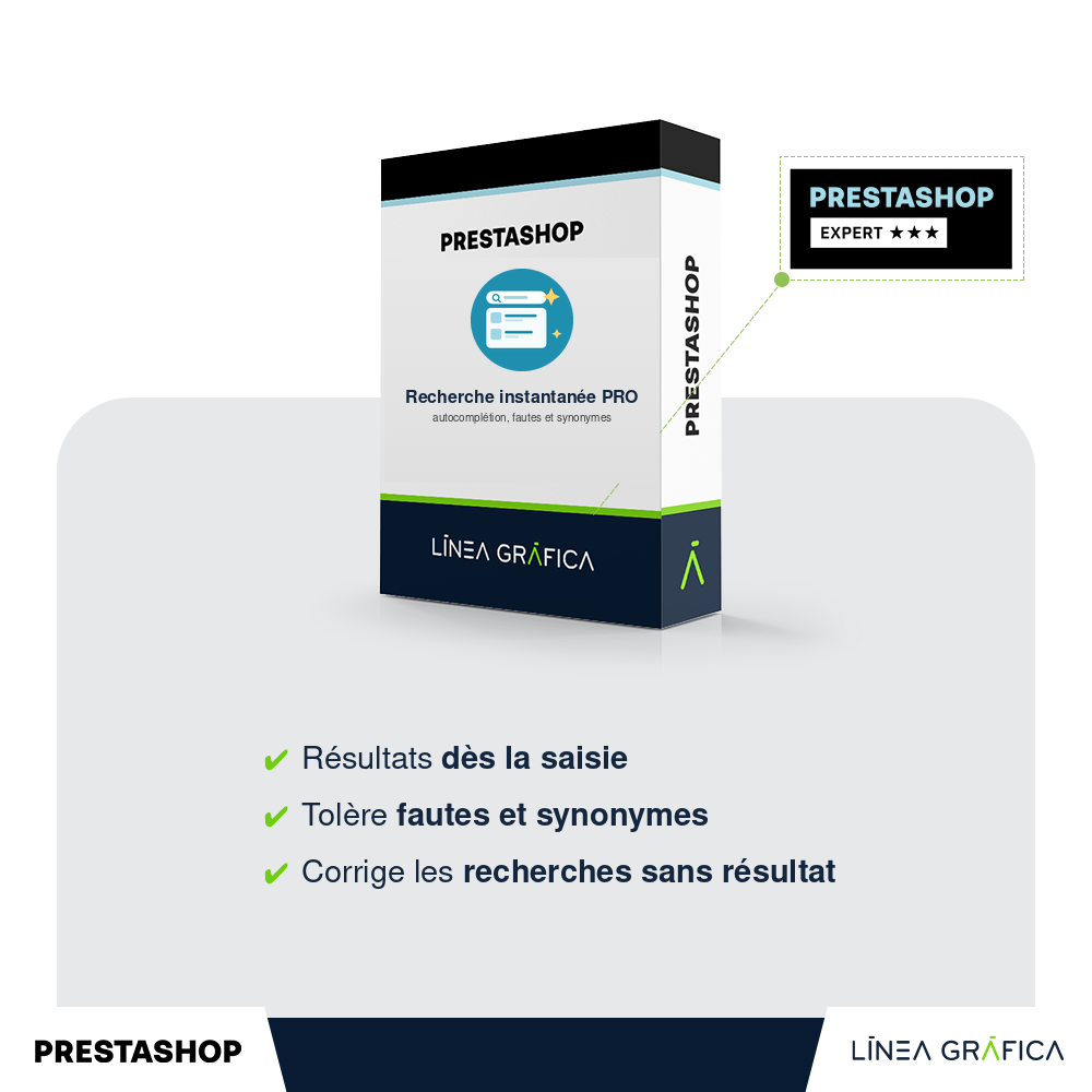 Module Recherche instantanée PRO pour PrestaShop : autocomplétion, fautes et synonymes