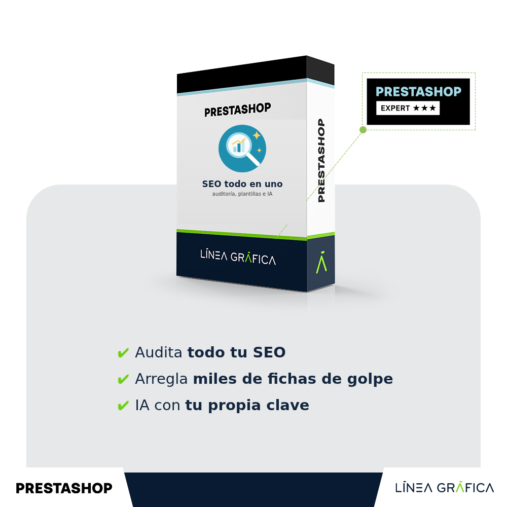 Módulo SEO para PrestaShop: metas automáticas, JSON-LD y auditoría, de Línea Gráfica