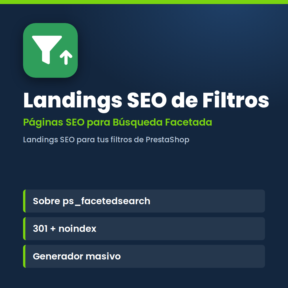 Portada del módulo landings SEO de filtros para PrestaShop