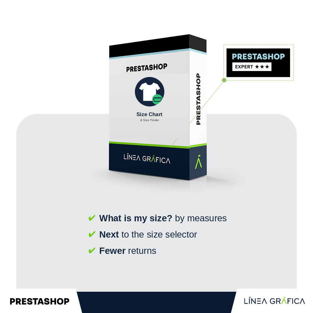 Cover of the size chart and size finder module for PrestaShop