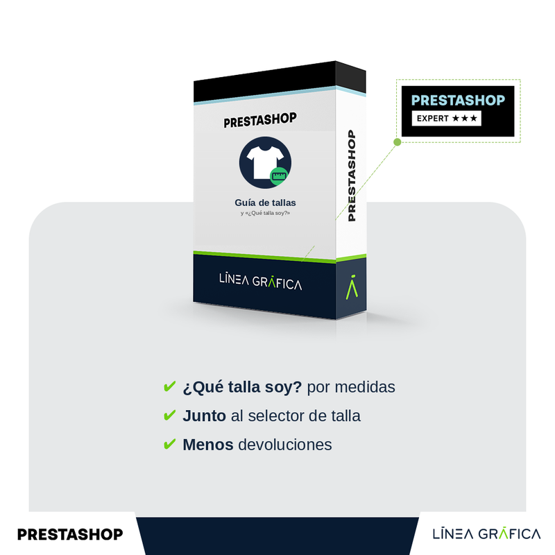 Portada del módulo guía de tallas y ¿Qué talla soy? para PrestaShop