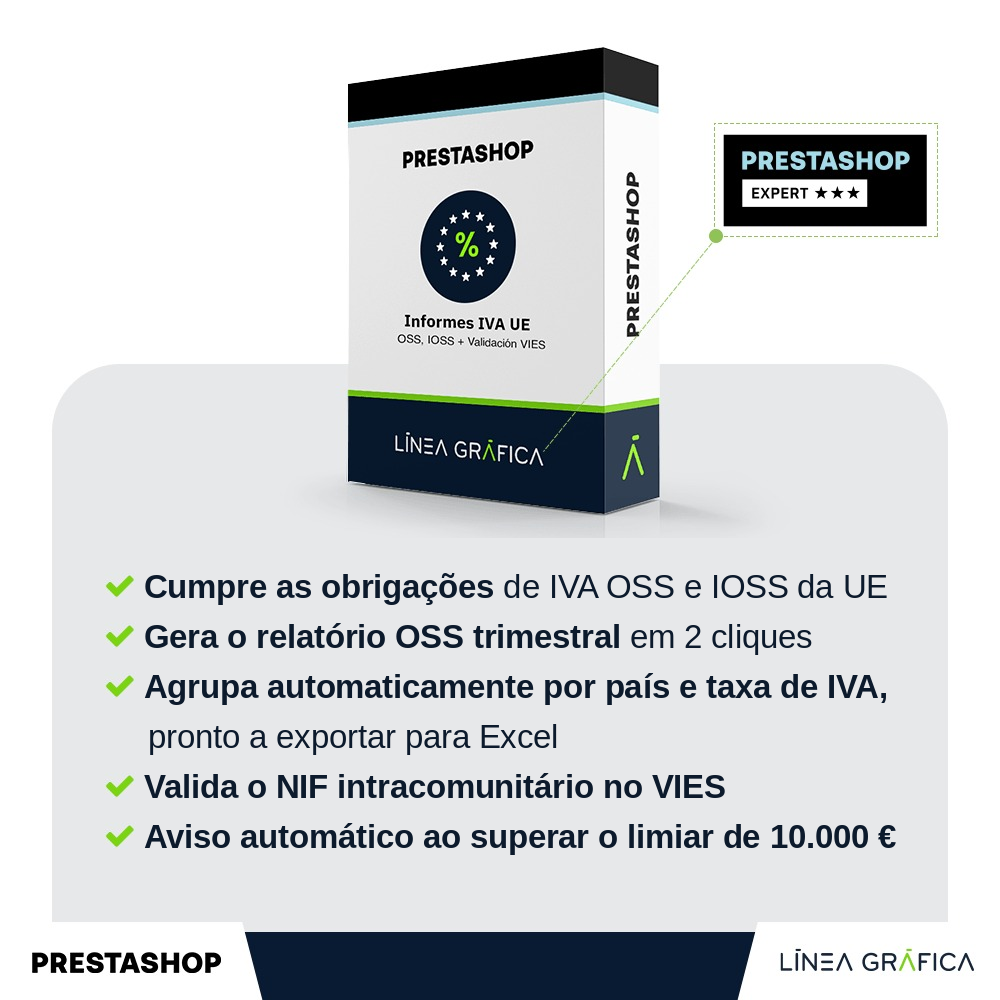 Módulo PrestaShop de relatórios de IVA UE: OSS, IOSS + Validação VIES – visão geral