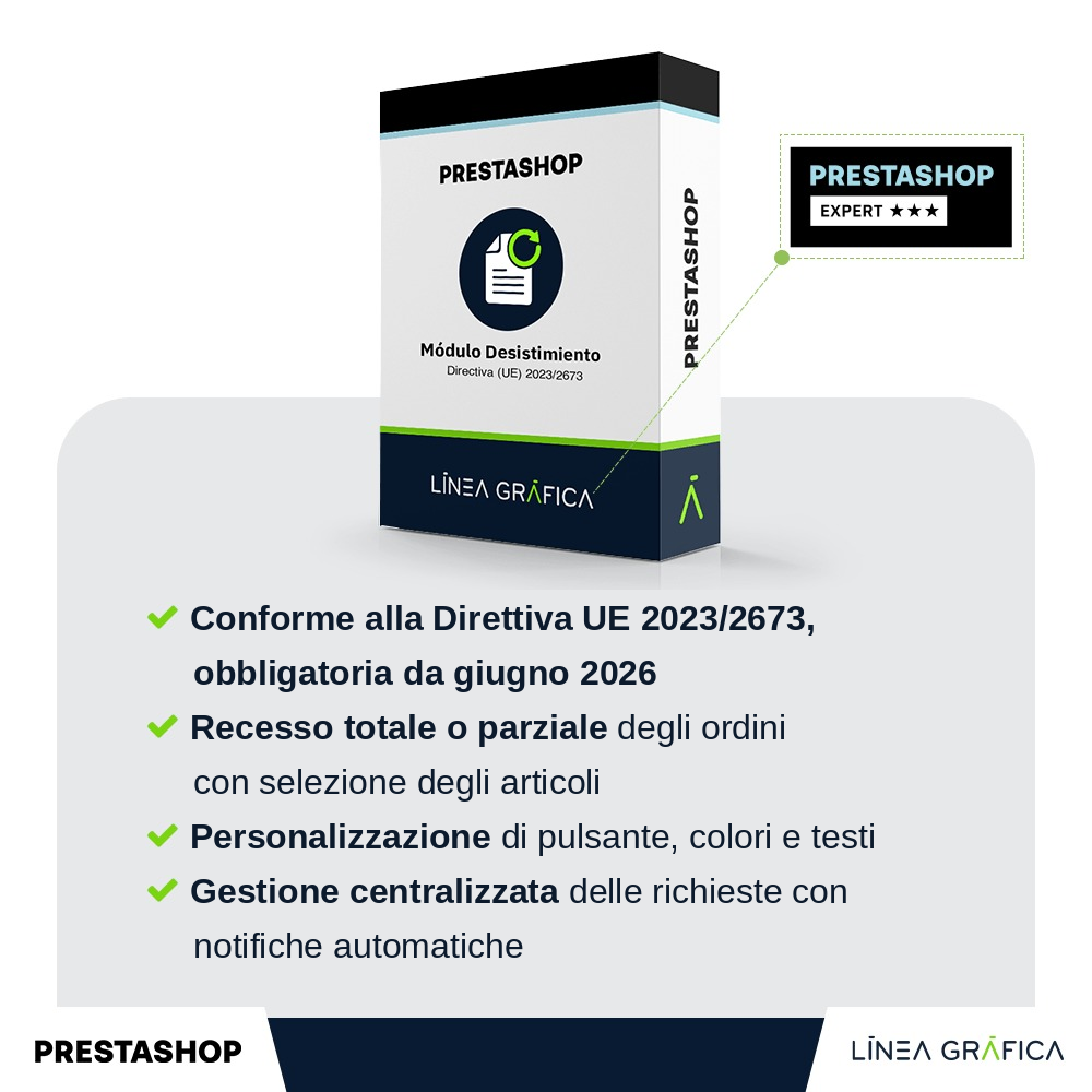 PACK GDPR e conformità legale: 3 moduli PrestaShop al prezzo di 2 – include modulo di recesso UE