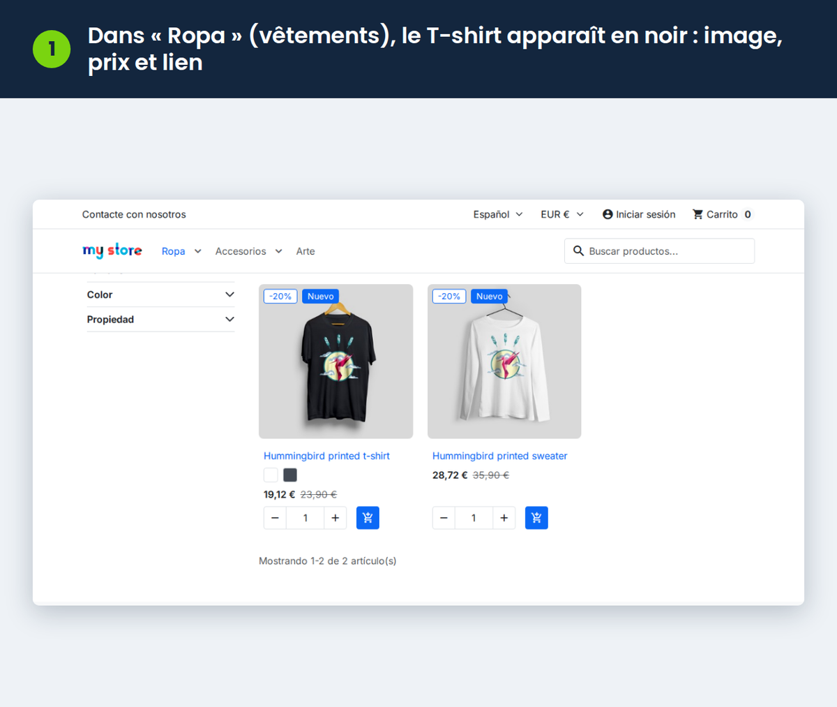 Dans « Ropa » (vêtements), le T-shirt apparaît en noir : image, prix et lien