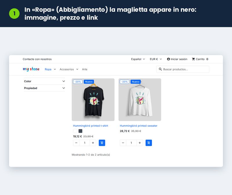 In «Ropa» (Abbigliamento) la maglietta appare in nero: immagine, prezzo e link