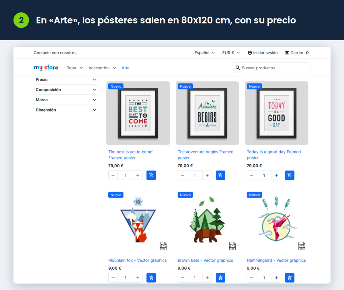 En «Arte», los pósteres salen en 80x120 cm, con su precio