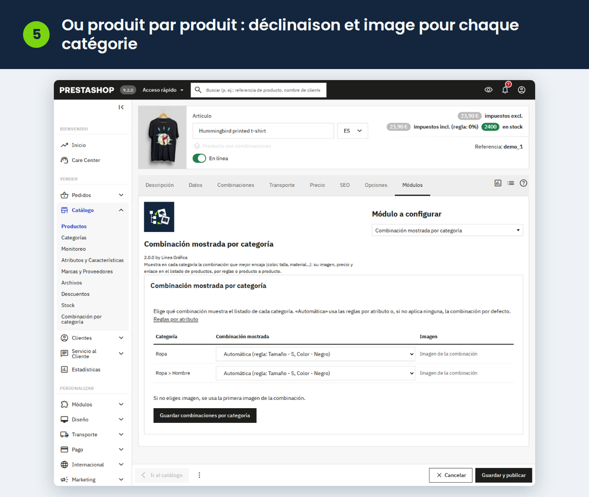 Ou produit par produit : déclinaison et image pour chaque catégorie
