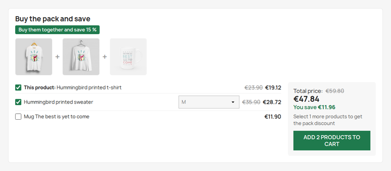 Choose the combination and see the product bundle savings