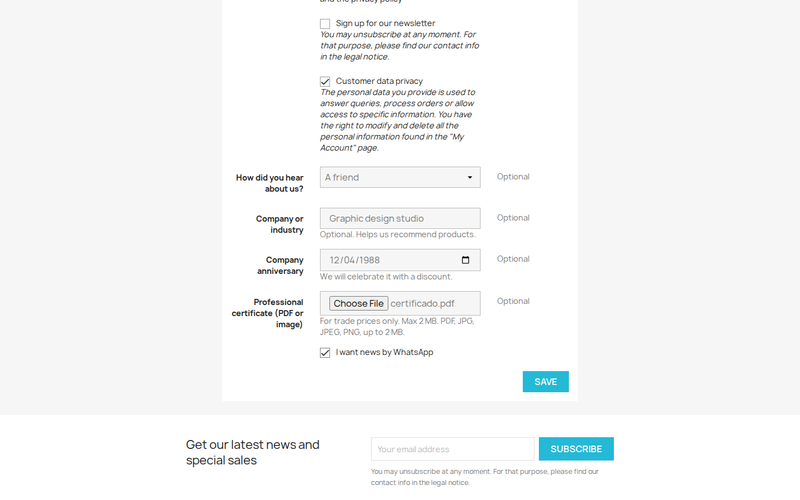 Custom fields in the PrestaShop registration form