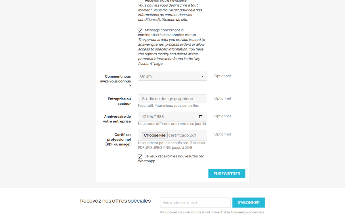 Champs personnalisés dans le formulaire d’inscription PrestaShop