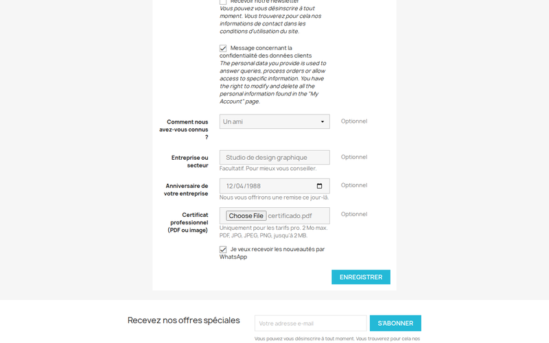 Champs personnalisés dans le formulaire d’inscription PrestaShop