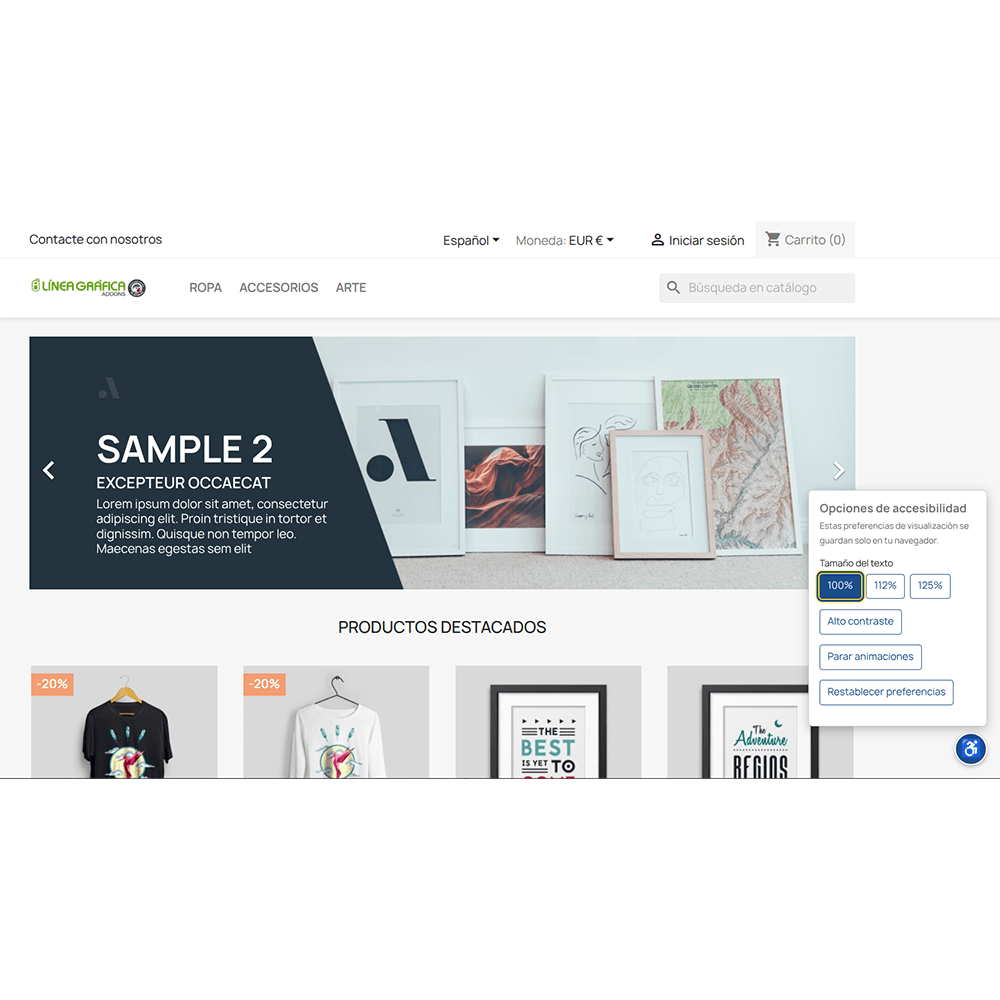 Accesibilidad EAA/WCAG para PrestaShop