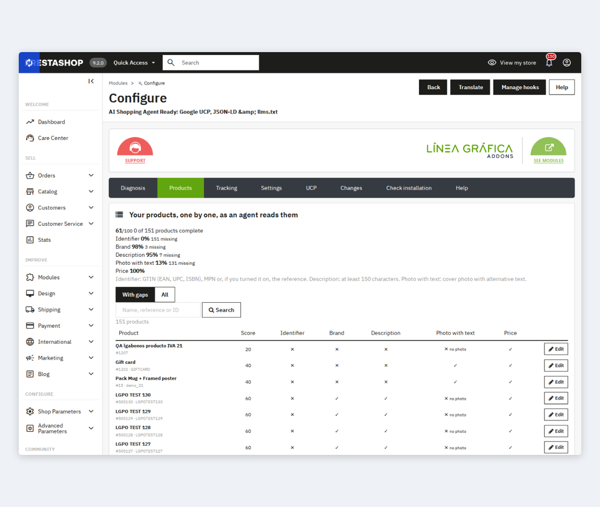 Product-by-product JSON-LD structured data audit in PrestaShop