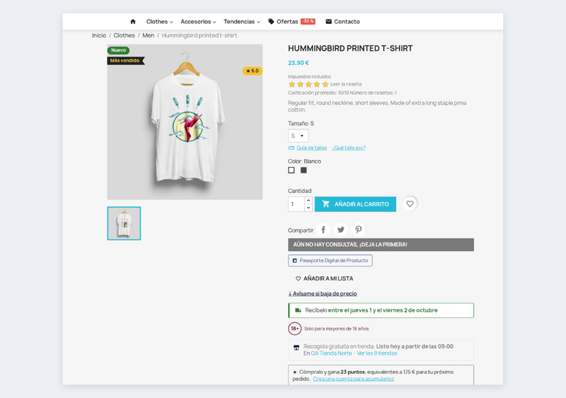 Badge 18+ sur la fiche d'un produit de vin