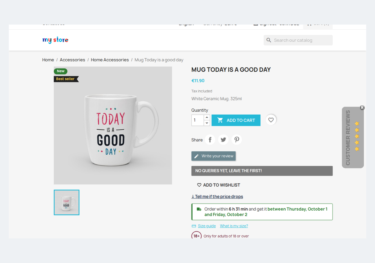 Estimated delivery date with countdown on the PrestaShop product page