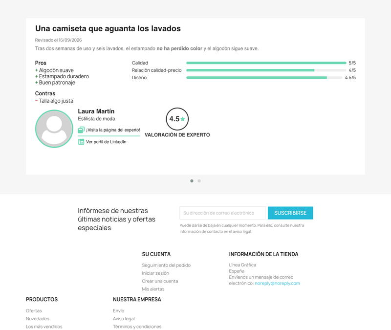 Módulo Prestashop – Opiniones de expertos en la ficha de producto (E-E-A-T y reseñas en Google)