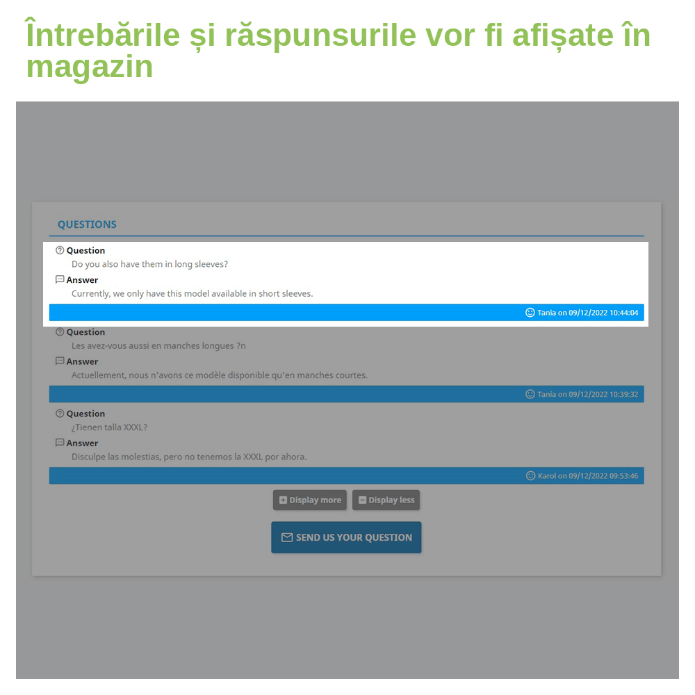 Modul Prestashop Întrebări despre produse – FAQ – captură 3