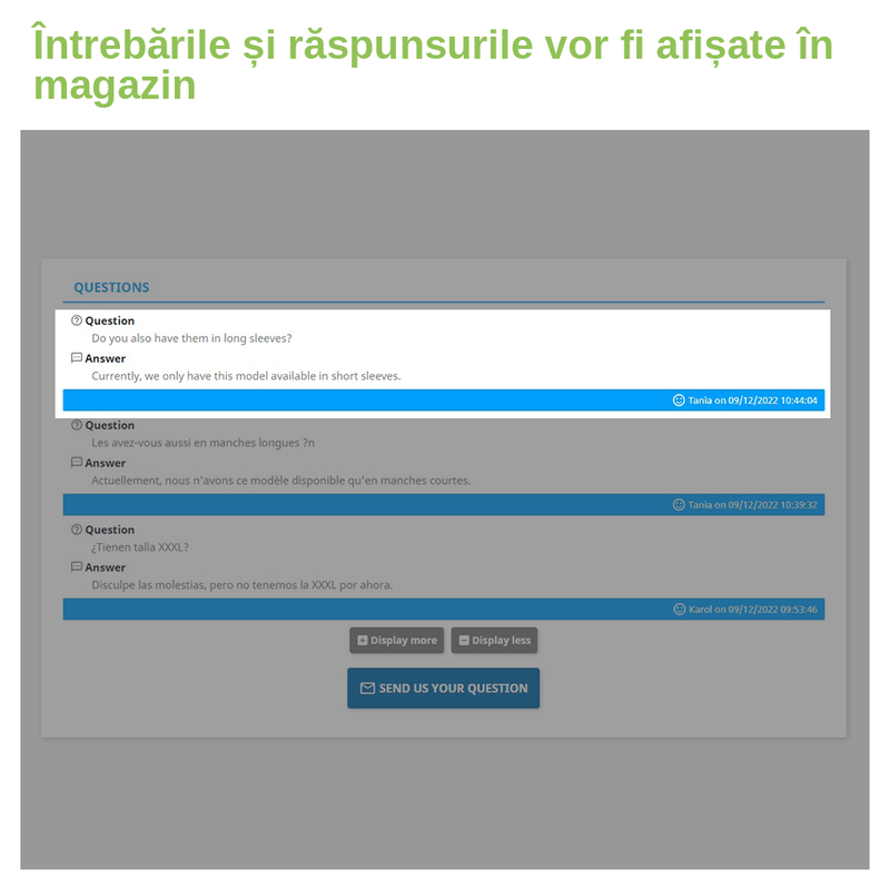 Modul Prestashop Întrebări despre produse – FAQ – captură 3