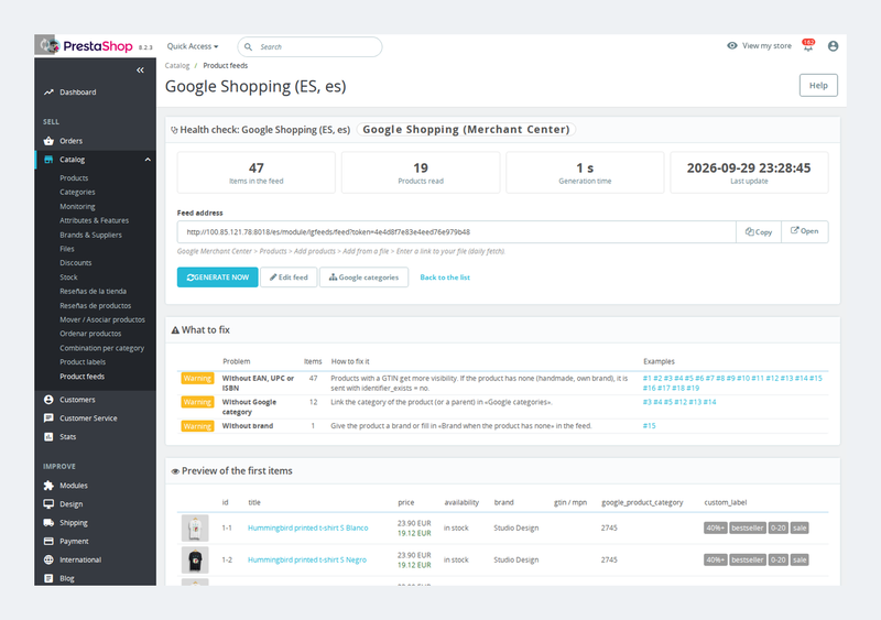 Diagnostic du flux Google Merchant Center : produits exclus et EAN erronés