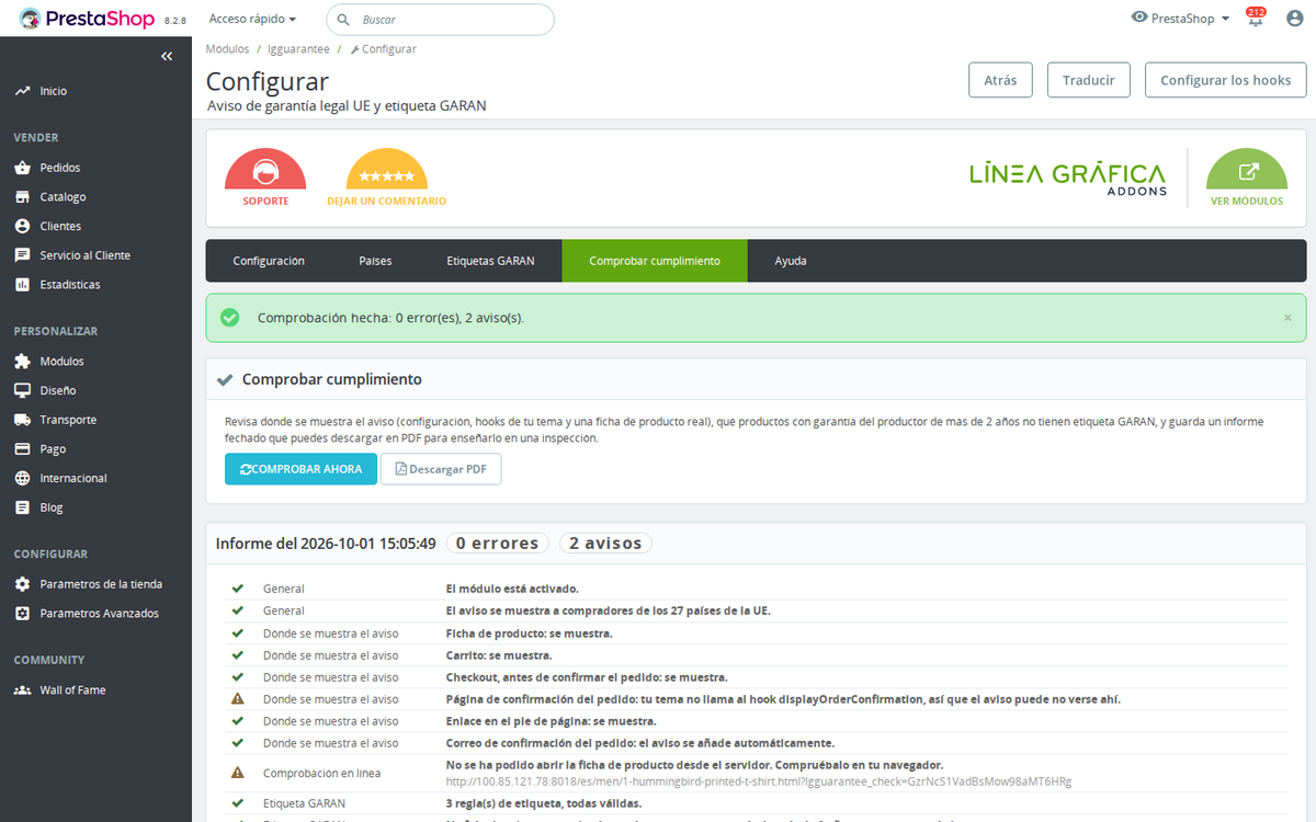 Comprobador de cumplimiento del Reglamento UE 2025/1960 con informe PDF