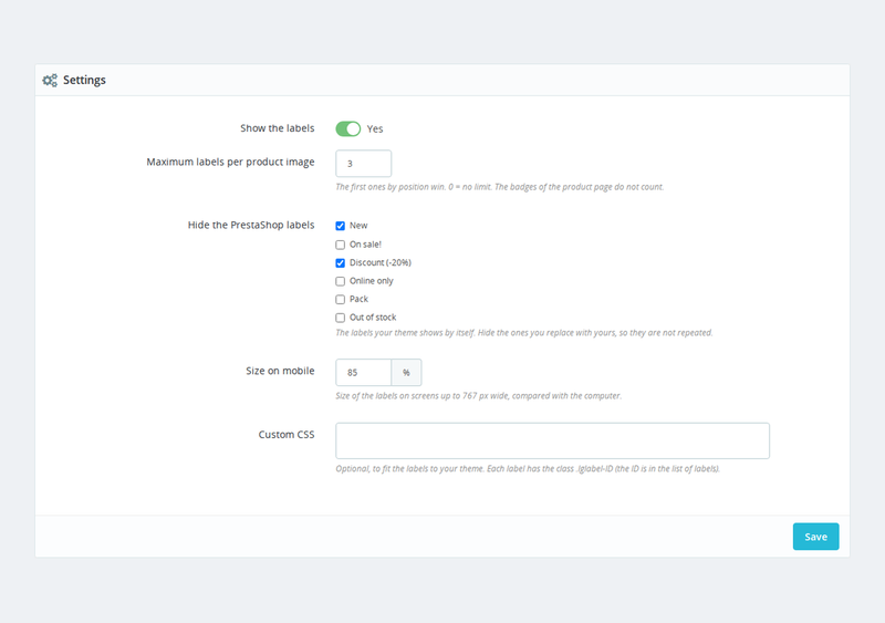 Réglages : maximum d'étiquettes par image et masquer celles du thème