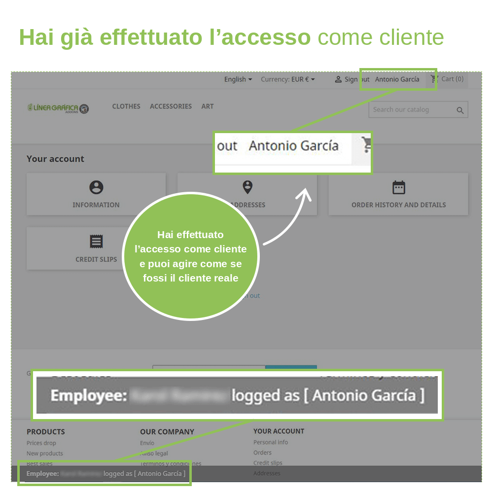 Modulo PrestaShop Login come cliente: accesso all'account dei clienti – schermata 2