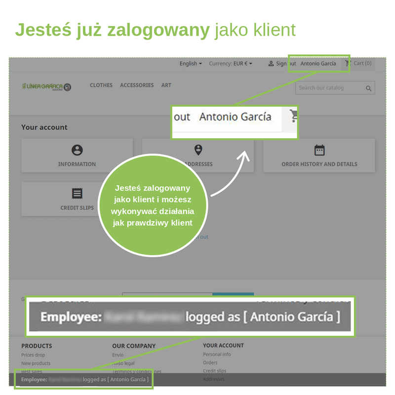 Moduł PrestaShop Login – logowanie jako klient – zrzut ekranu 2
