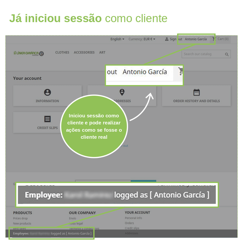 Módulo PrestaShop Login: iniciar sessão como cliente – captura de ecrã 2