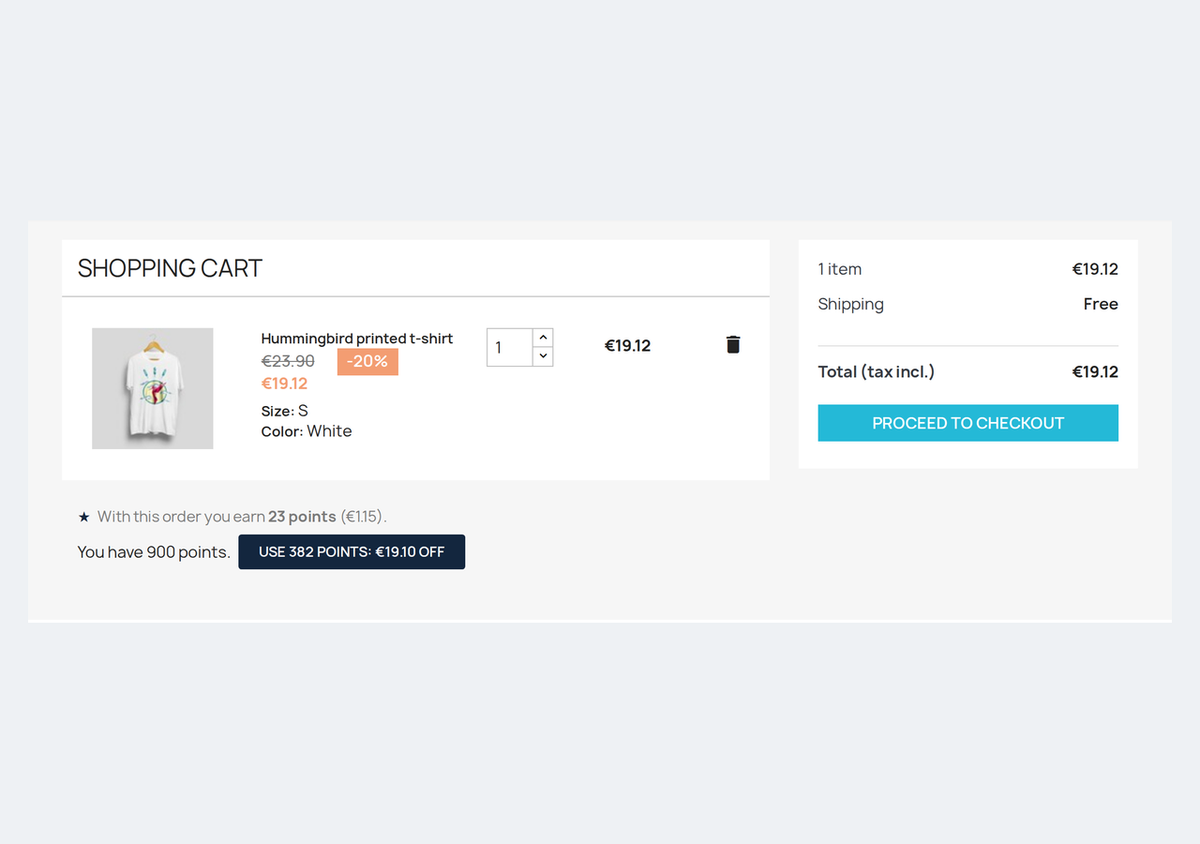Redeeming loyalty points in the PrestaShop cart