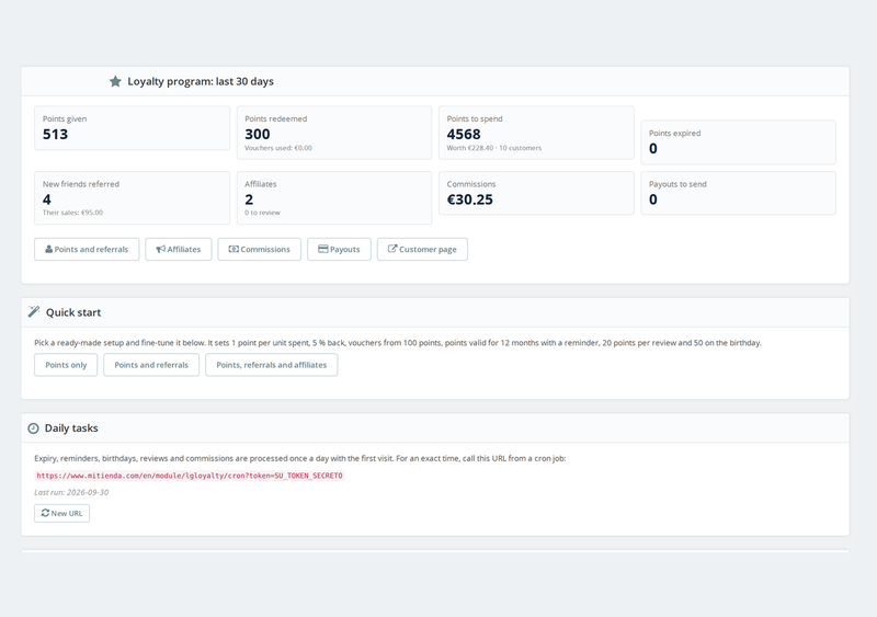 Configuration du programme de fidélité dans le back-office PrestaShop