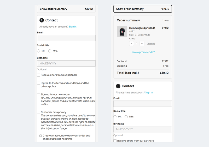 PrestaShop one page checkout on mobile