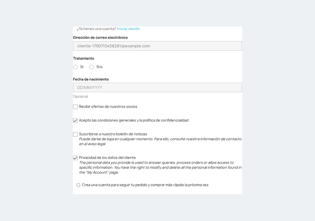Factura a nombre de empresa con CIF en el checkout