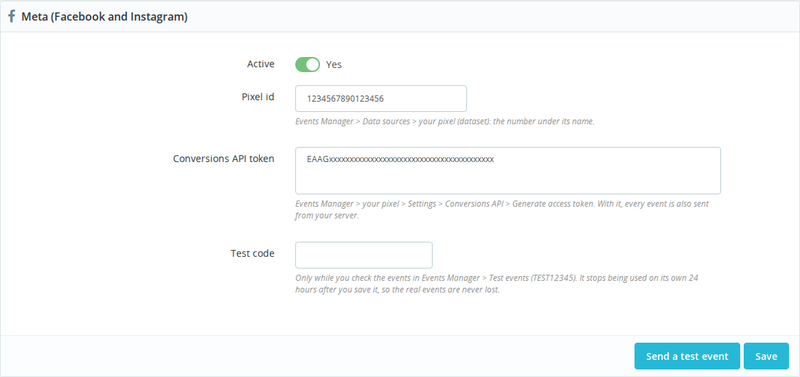 Configuration du pixel Meta et du jeton de l'API de conversions sur PrestaShop