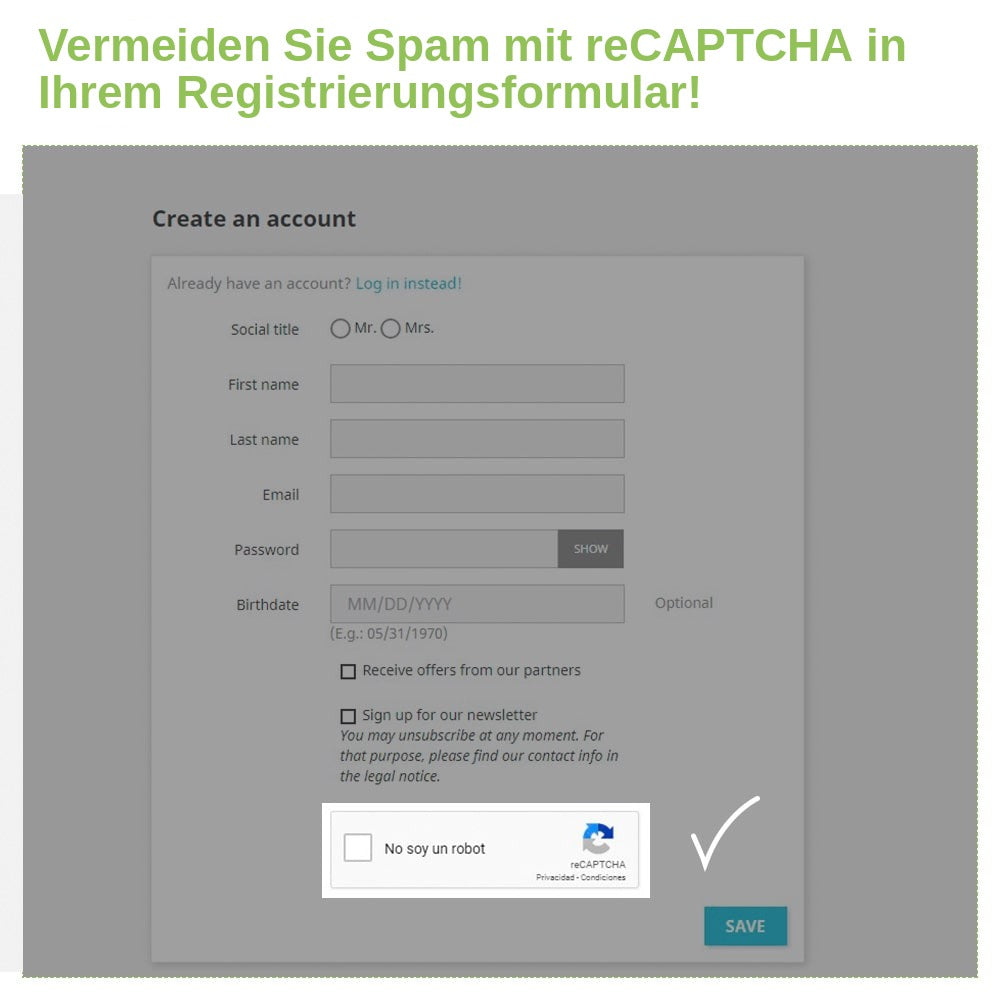 PrestaShop-Modul Captcha – reCaptcha – Anti-Spam-Schutz – Screenshot 3