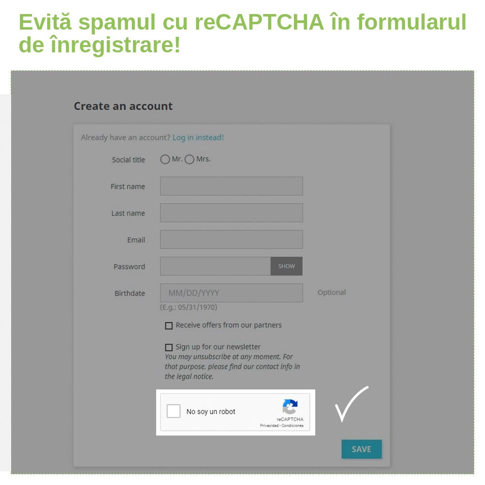 Modul Prestashop Captcha – reCaptcha – Protecție anti-spam – captură 2