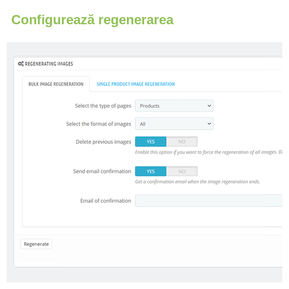 Modul Prestashop Regenerare miniaturi / imagini – captură 1