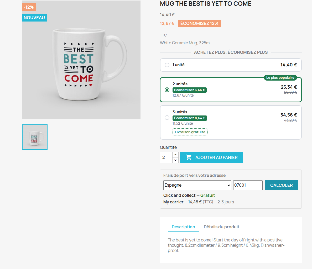Simulateur de frais de port par code postal sur la fiche produit PrestaShop
