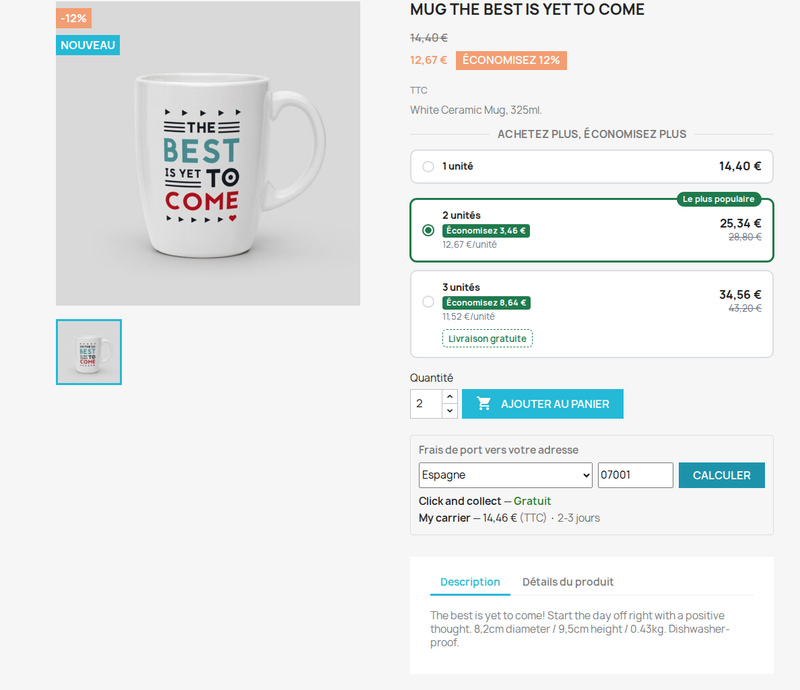 Simulateur de frais de port par code postal sur la fiche produit PrestaShop