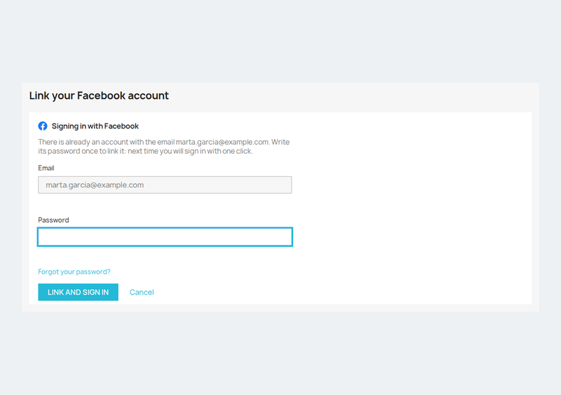 Secure linking with an existing account asking for the password