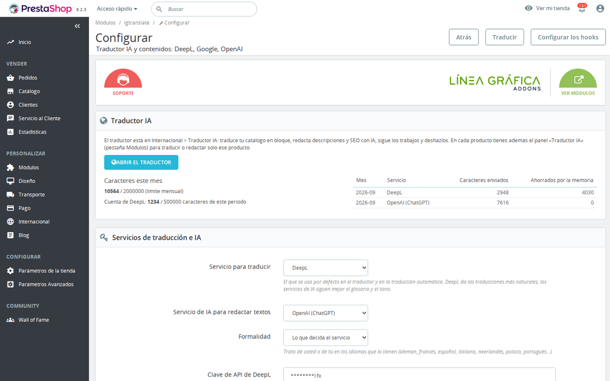 Ajustes de DeepL, Google, OpenAI, Claude y Gemini con glosario de marcas